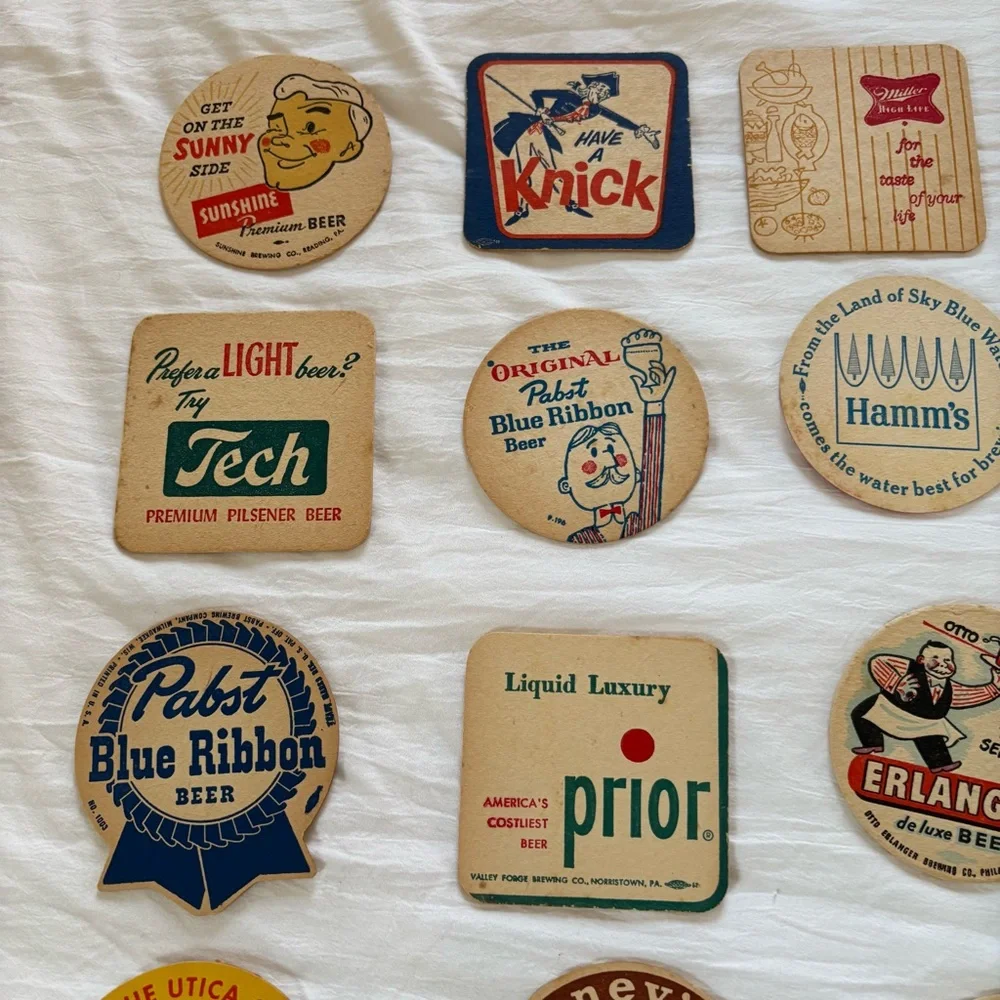 Vintage Beer coaster 1930’s - 60s brewery cardboard collection lot of 45